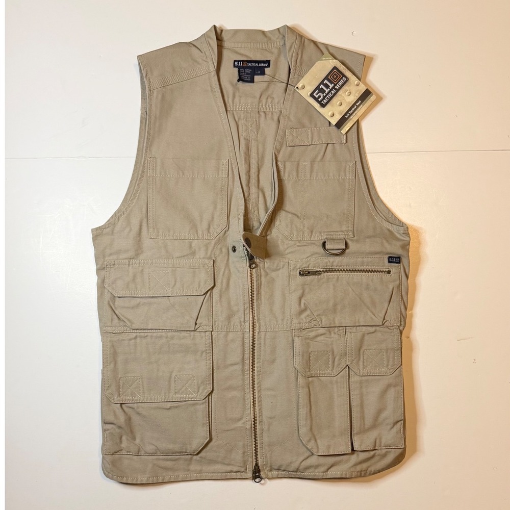 5.11 Tactical Vest Mens Small Tan Canvas Multi-Pocket Utility Jacket